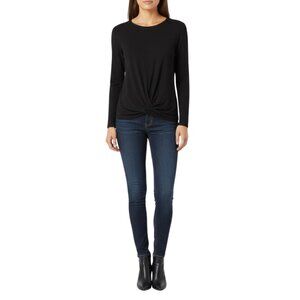Knithaus made in‎ USA Black 3/4 Sleeve Top Draped Twist Hem Minimalist – Size M